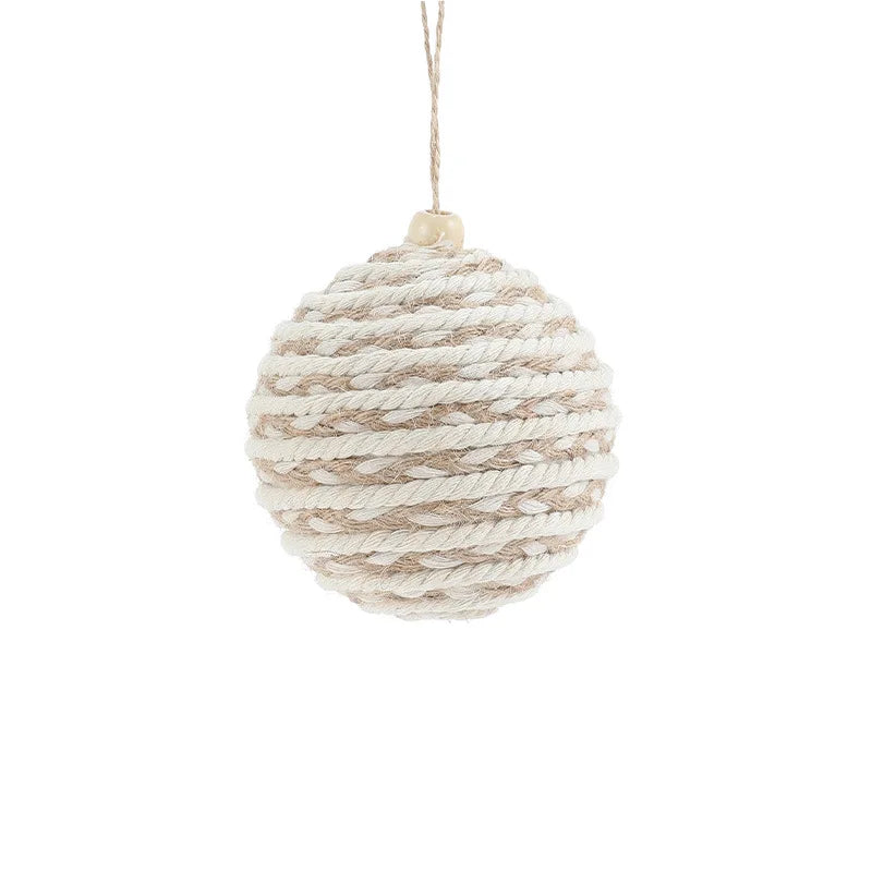 Linen Rope Christmas Balls – Rustic Cotton & Linen Holiday Ornaments