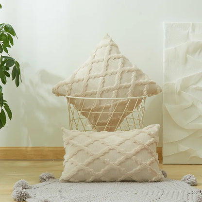 Plush Wool-Inspired Throw Pillow Cover – Soft Textured Accent for Cozy Boho Spaces