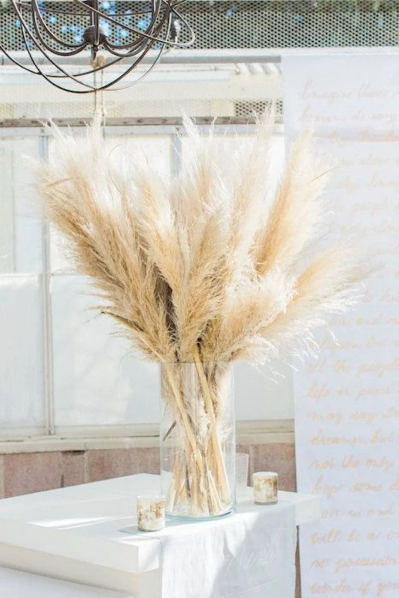 100Pcs Fake Natural Dried Pampas Grass Artificial Flower Bouquet Decorations for Home Decor Bouquet Wedding Decor 42cm Boho Bohemian House