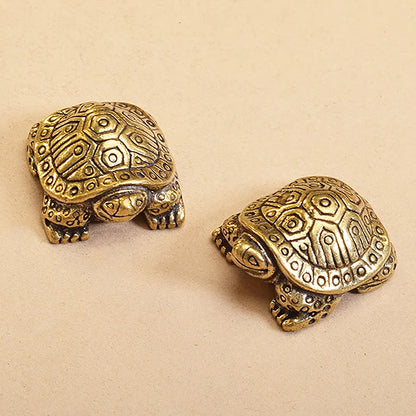 1Pc Antique Looking Solid Brass Turtle Ornament Animal Sculpture Home Office Desk Decorative Home Decor Boho