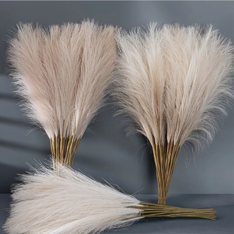 Bundle of 18.5inch tall Faux Pampas Grass For Vase Decor Boho Rustic Farmhouse Home Decoration