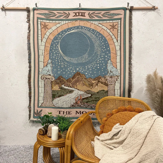 Tarot Tapestry Blanket – Boho Woven Throw for Sofa, Bed, Picnic & Travel