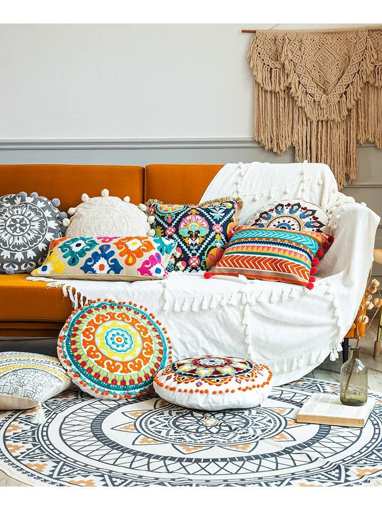 Boho Home Decor Cotton Pillowcase – Decorative Bohemian Sofa Cushion Cover for Living Room