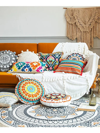 Boho Home Decor Cotton Pillowcase – Decorative Bohemian Sofa Cushion Cover for Living Room