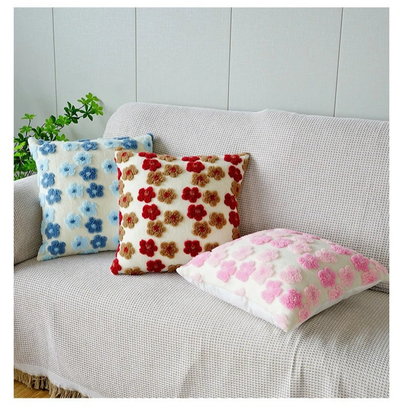 Embroidered Floral Throw Pillow Cover – Boho Decorative Cushion Cover for Sofa, Bed, or Chair | Housewarming Gift