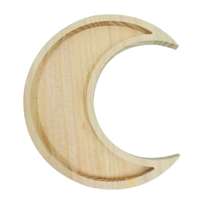 Wooden Serving Display Tray Rustic Boho Decor Decorative Dish Moon Sun Shape Jewelry Wood Plate 1Pc or 2Pcs