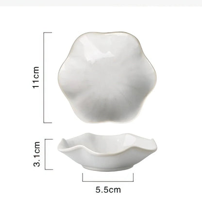 Ceramic Flower Sauce Dish – Mini Floral Porcelain Dipping Bowl for Soy Sauce, Nuts & Charcuterie
