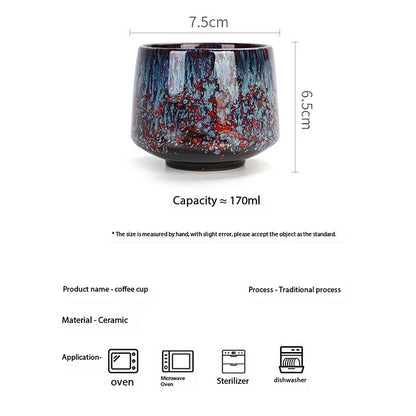 Colorful Reactive Glaze Ceramic Coffee Mug – 6oz Espresso & Tea Cup for Home, Office & Café