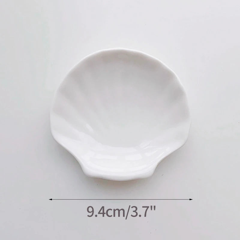 Ceramic Shell Jewelry Dish – Scallop Plate for Boho Decor & Table Styling