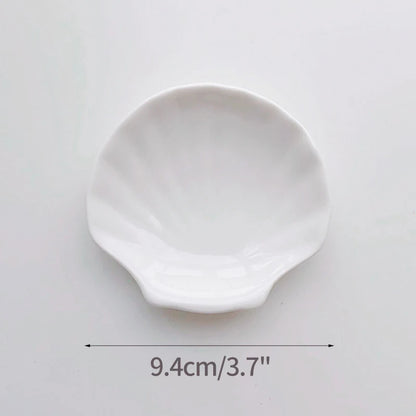 Ceramic Shell Jewelry Dish – Scallop Plate for Boho Decor & Table Styling