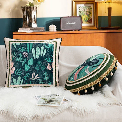 Velvet Leaf Patterned Pillow Cover – Soft Decorative Cushion Cover