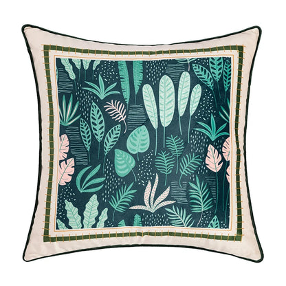 Velvet Leaf Patterned Pillow Cover – Soft Decorative Cushion Cover