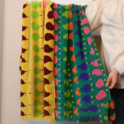Pear Pattern Cotton Soft & Absorbent Boho Bath Towel