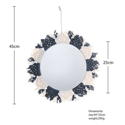 Wall Circle Mirror Macrame Boho Home Decor Mirrors for Bedroom Baby Room Decoration Nursery Sun Star Shaped