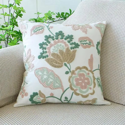 Embroidered Floral Decorative Pillowcase – Flower Boho Home Decor