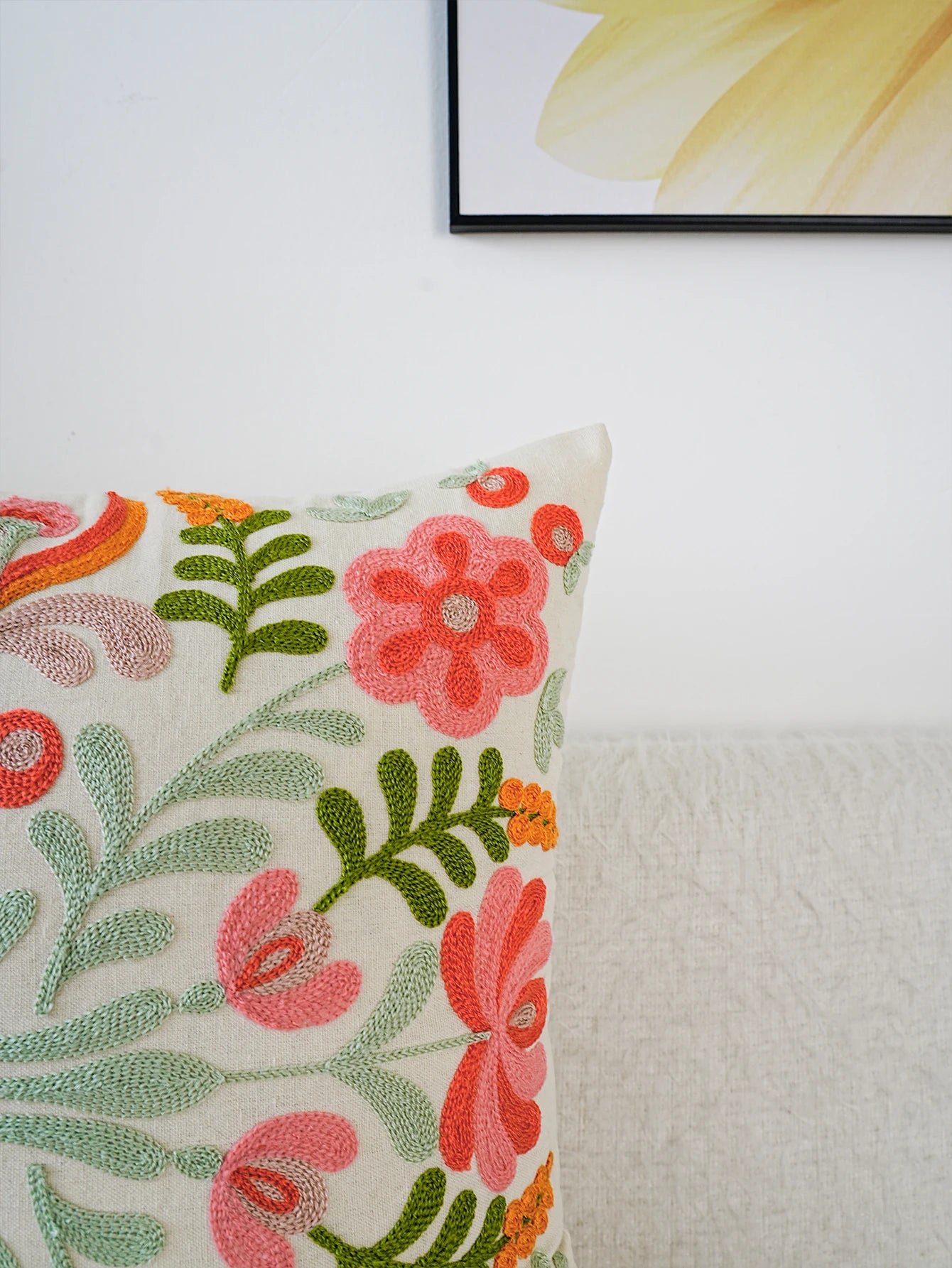 1pc Colorful Flower Exquisite Embroidery Cushion Floral Throw Pillow Cover Without Insert For Home Decor Living Room Boho Pillowcase Throw