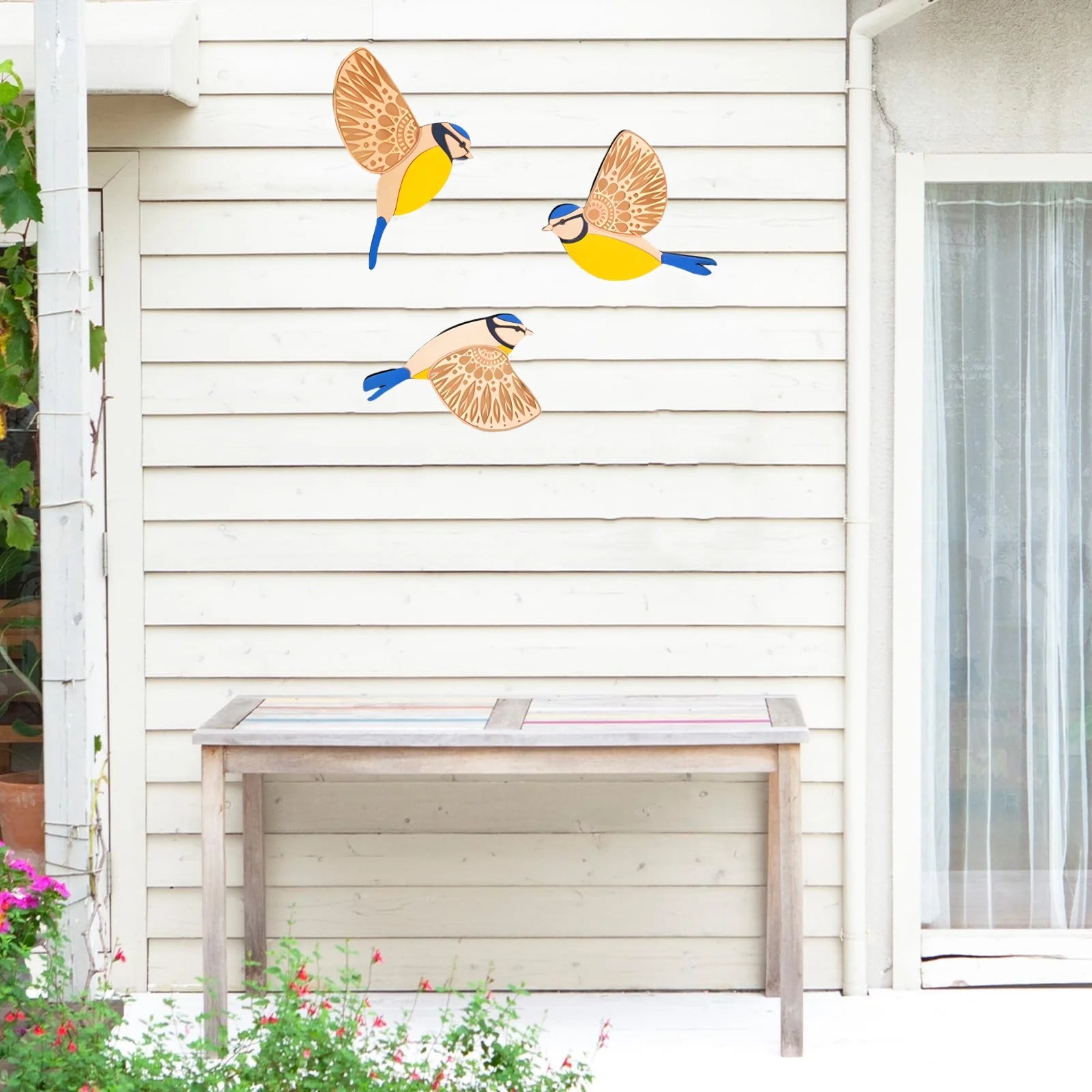 3-Piece Wooden Bird Wall Decor Set – Patterned Boho Home Decor for Indoors & Outdoors Bird Lover Gift for Birder