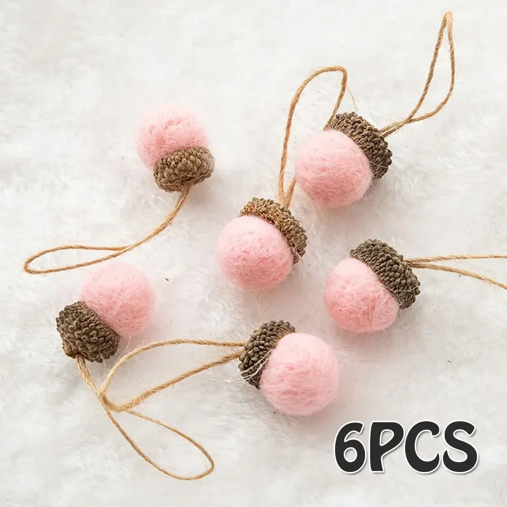 Wool Felt Acorn Ornaments – Set of 6