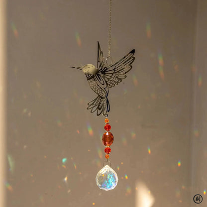 Crystal Sun Catcher with Tree of Life Pendant – Hanging Rainbow Maker & Wind Chime for Windows, Gardens, and Cars