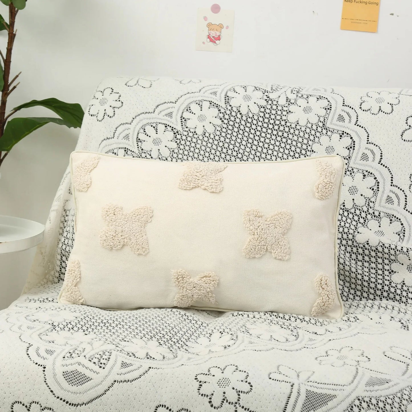 Nordic Geometric Tufted Cushion Cover Cotton Canvas Tassel Pillowcase Living Room Floor Pillow Cover Decorative Sofa Home Decor