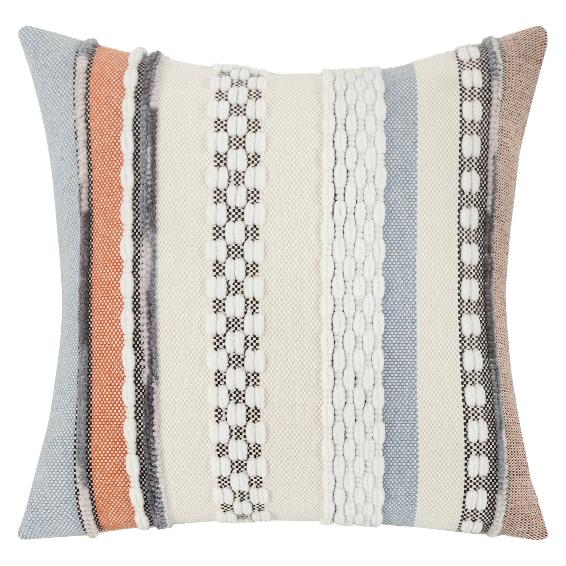 Boho Striped Chenille Throw Pillow Cover – Decorative Square Cushion for Cozy Home Accents