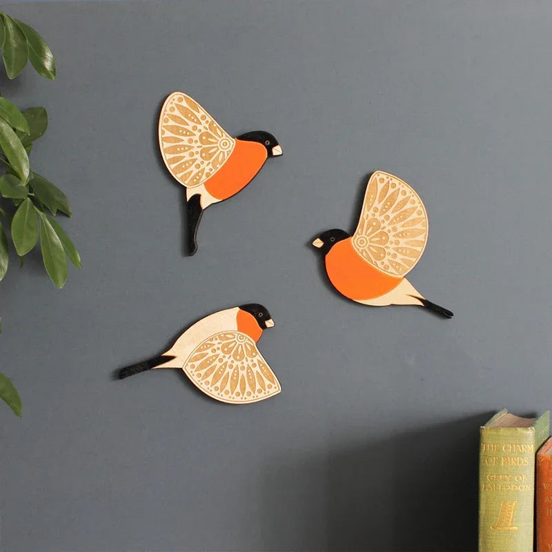 3-Piece Wooden Bird Wall Decor Set – Patterned Boho Home Decor for Indoors & Outdoors Bird Lover Gift for Birder