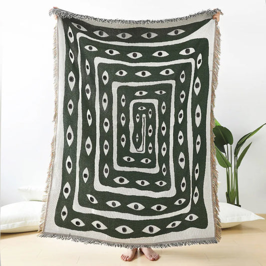 Eye Snake Cotton Throw Blanket – Boho Home Decor