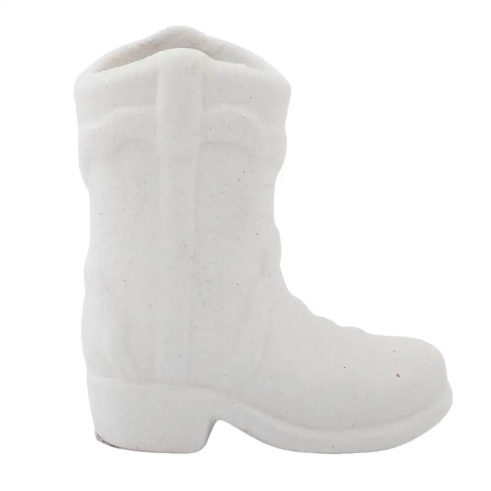 Ceramic Match Holder With Striker Cowboy Boot Shaped Boho Style Jar Fireplace Home Decor Container