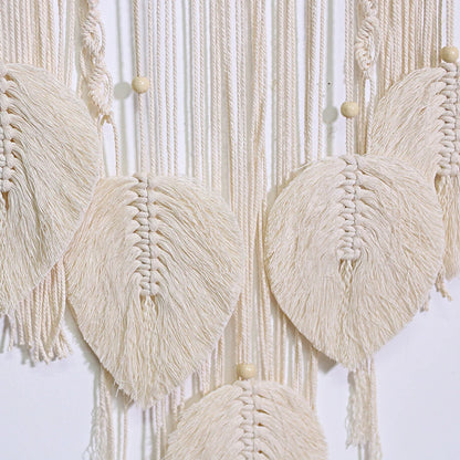 Boho Macrame Dream Catcher with Leaf Design – Handmade Tapestry Wall Hanging for Bedroom Decor