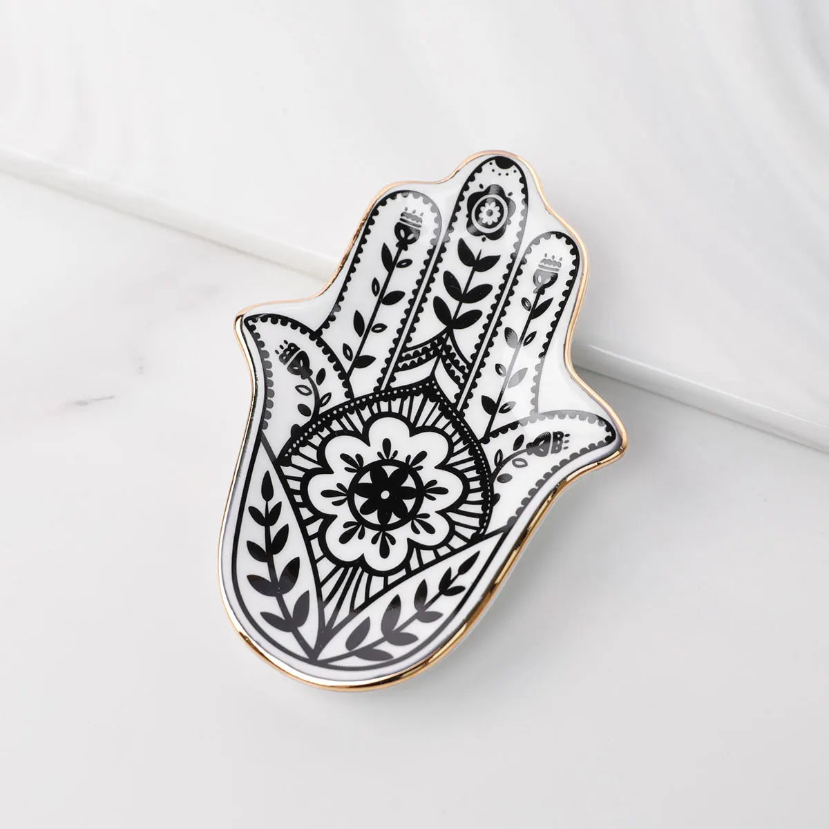 Ceramic Hand Trinket Dish Small Jewelry Tray Decorative Plate Hamsa Hand Crafts Decoration Europe Boho Home Decor