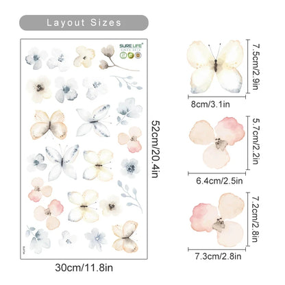 Boho Floral Leaf Wall Stickers – Removable 3D Vinyl Decals for Kids' Nursery & Home Decor - Neutral Flowers