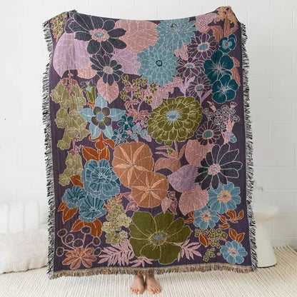 Boho Floral Blanket Nordic Flowers Tiger Cat Blankets for Beds Sofa Mats Travel Rug Tapestry Tassels Home Decor Throw