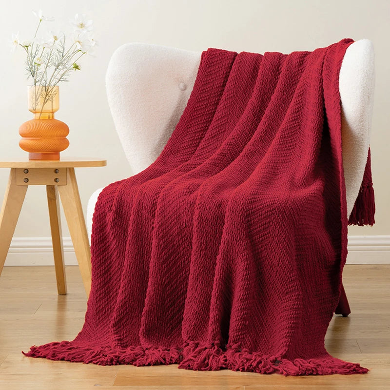 Thick Knitted Throw Blanket Soft Warm Decorative Sofa Bed Bedspread Home Boho Room Decor