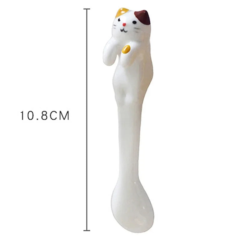 Ceramic Cat Hanging Spoon – Cute Animal Coffee & Dessert Spoon for Cat Lovers