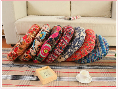 🧘 Round Cotton Floor Cushion Pillow – Thickened Tatami Yoga Mat & Meditation Seat – Machine Washable Geometric Patchwork Cushion