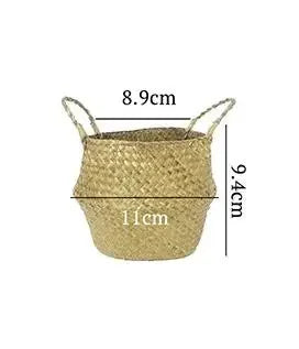 Boho Home Decor Seaweed Wicker Basket – Eco-Friendly Rattan Hanging Flowerpot & Storage Basket