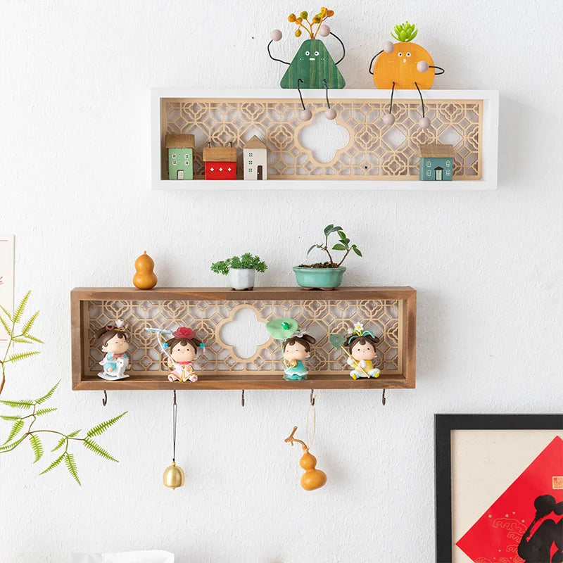 🏡 Fairytale Town Wall Hook Rack – Boho Wooden Key Holder & Decorative Village Scene Organizer