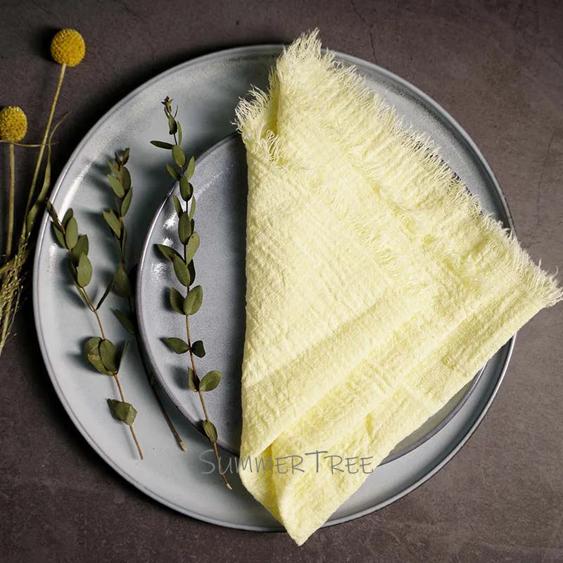 Light Yellow Reusable Fabric Cotton Napkin 