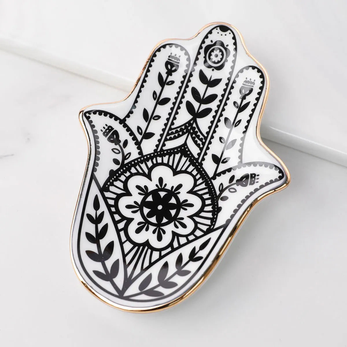 Ceramic Hand Trinket Dish Small Jewelry Tray Decorative Plate Hamsa Hand Crafts Decoration Europe Boho Home Decor