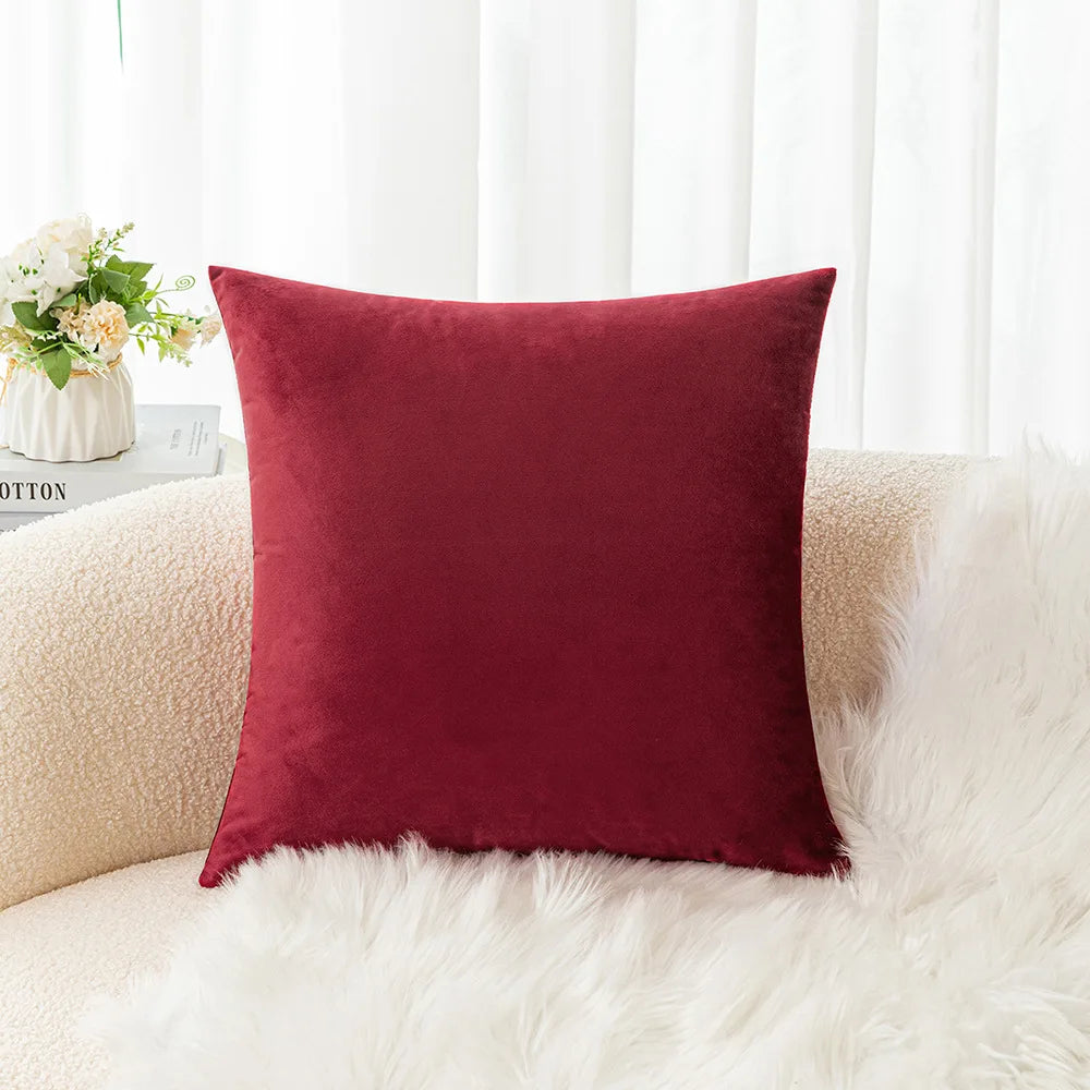 Velvet Pillowcase Sofa Cushion Cover – Solid Color Throw Pillow Case for Living Room