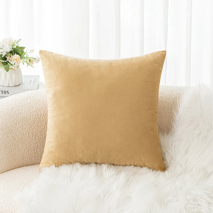 Velvet Pillowcase Sofa Cushion Cover – Solid Color Throw Pillow Case for Living Room