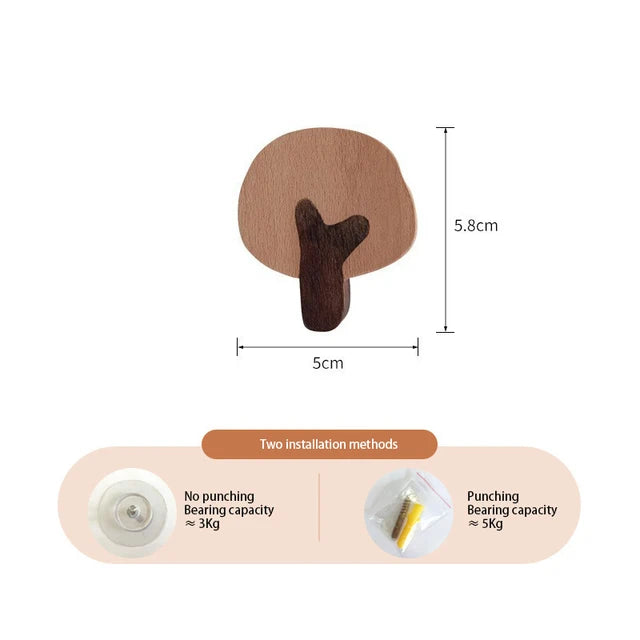 Cute Wooden Animal Wood Wall Hook – Beech Wood Decorative Hanger for Kids Rooms, Entryways, Kitchens & More (1pc)  Giraffe Rabbit Hippo Cat Octopus Lion Cat Dog Elephant Dog Nursery Turtle Mountain Squid Jellyfish Flower Tree