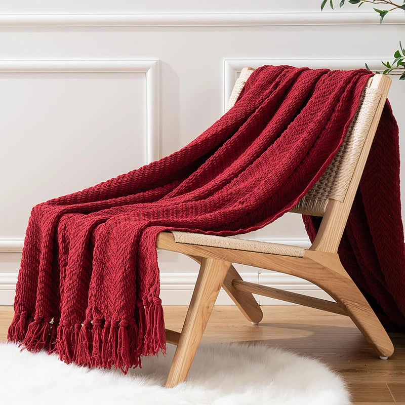 Thick Knitted Throw Blanket Soft Warm Decorative Sofa Bed Bedspread Home Boho Room Decor