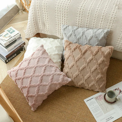 Plush Wool-Inspired Throw Pillow Cover – Soft Textured Accent for Cozy Boho Spaces