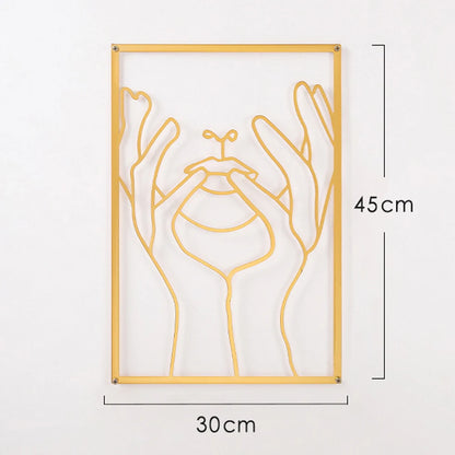 Woman Face Body Outline Kiss Silhouette Iron Wall Hanging Decor Abstract Line Ornament Beautiful Art for Living Room Bedroom Home Artwork Decor