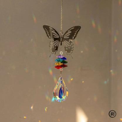 Crystal Sun Catcher with Tree of Life Pendant – Hanging Rainbow Maker & Wind Chime for Windows, Gardens, and Cars
