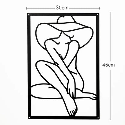 Woman Face Body Outline Kiss Silhouette Iron Wall Hanging Decor Abstract Line Ornament Beautiful Art for Living Room Bedroom Home Artwork Decor
