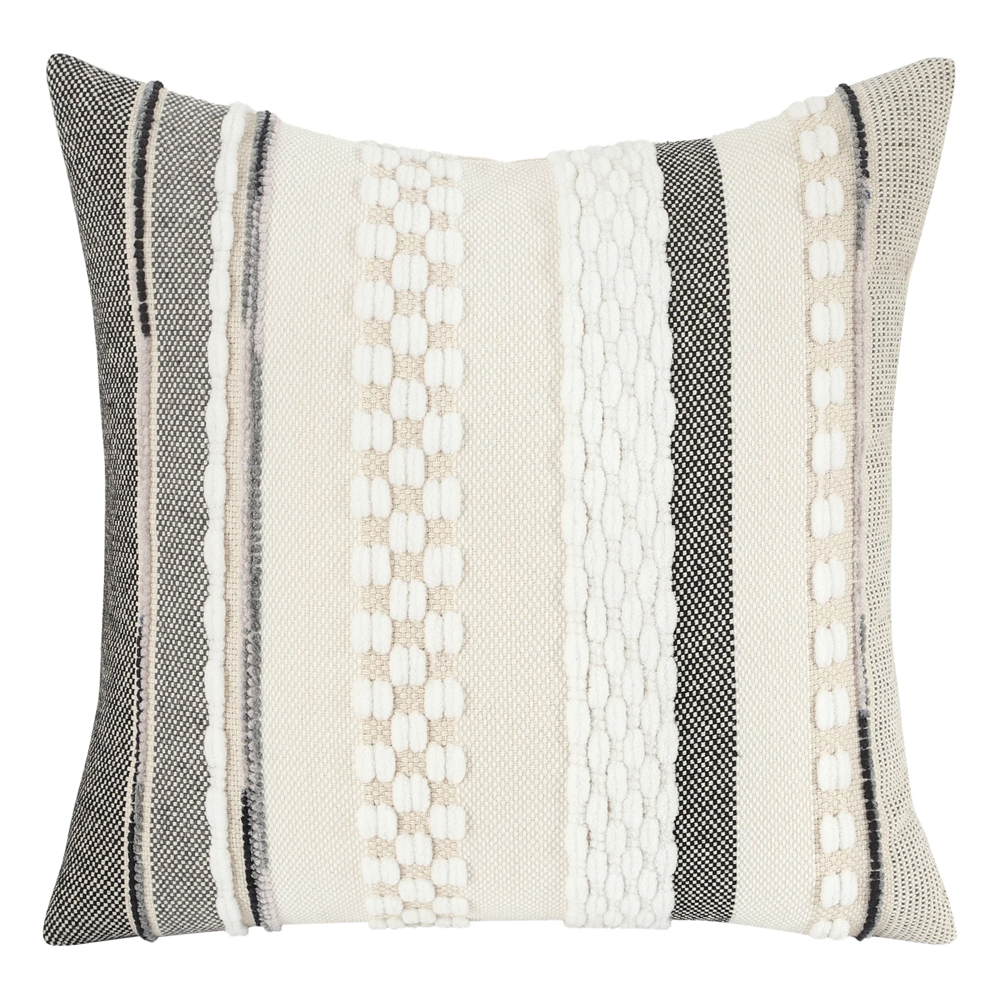 Boho Striped Chenille Throw Pillow Cover – Decorative Square Cushion for Cozy Home Accents