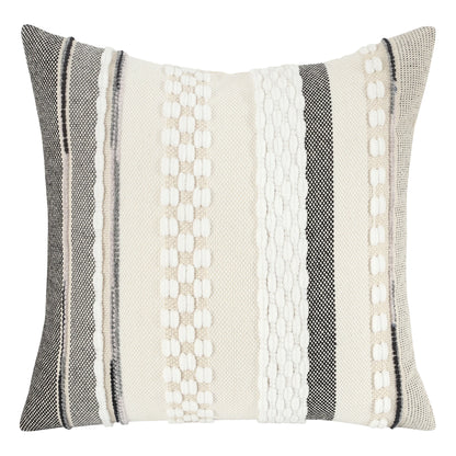 Boho Striped Chenille Throw Pillow Cover – Decorative Square Cushion for Cozy Home Accents