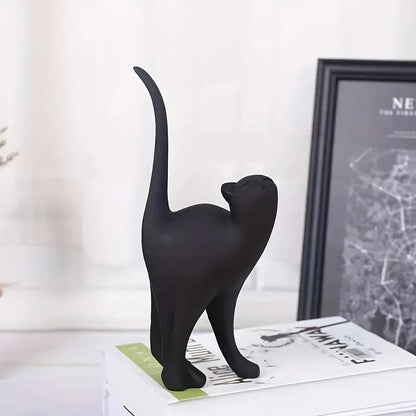Resin Cat Statue – European-Inspired Romantic Animal Figurine for Boho Home Decor